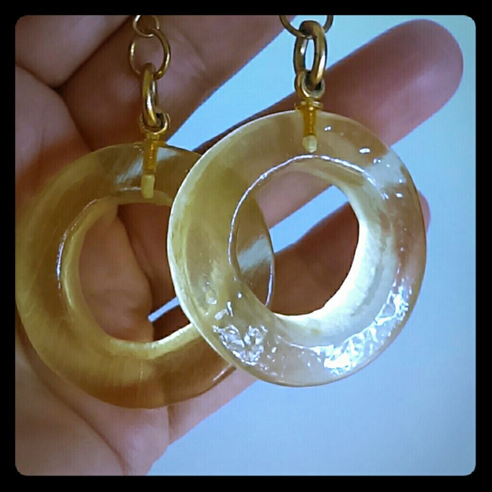 Vintage Chunky Lucite Hoop pierced  Earrings